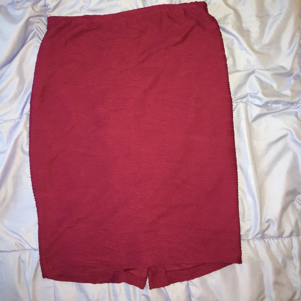 Elastic waist stretch pencil skirt