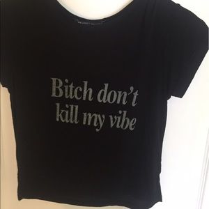 Brandy cropped black tee one size