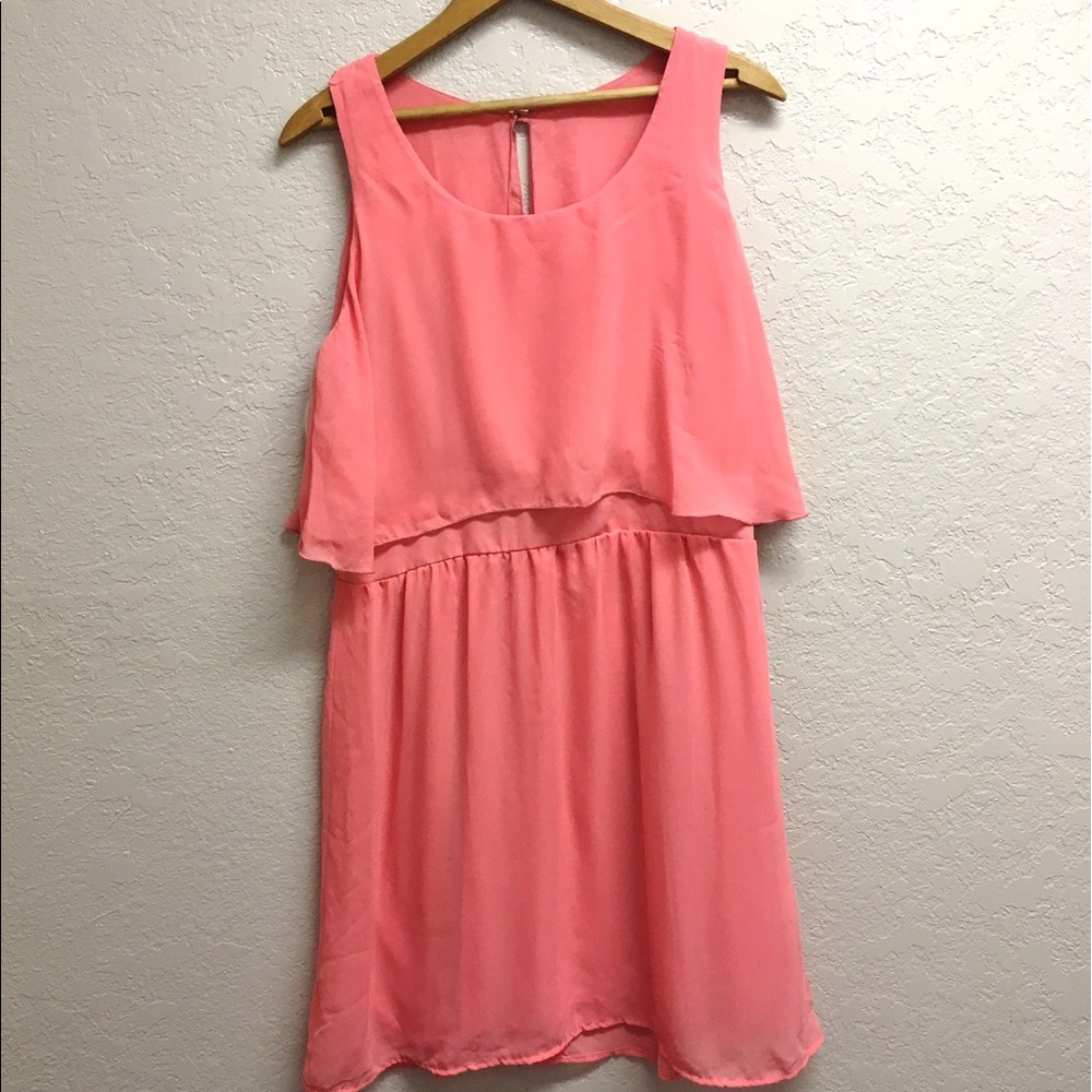 Coral Open Back Dress