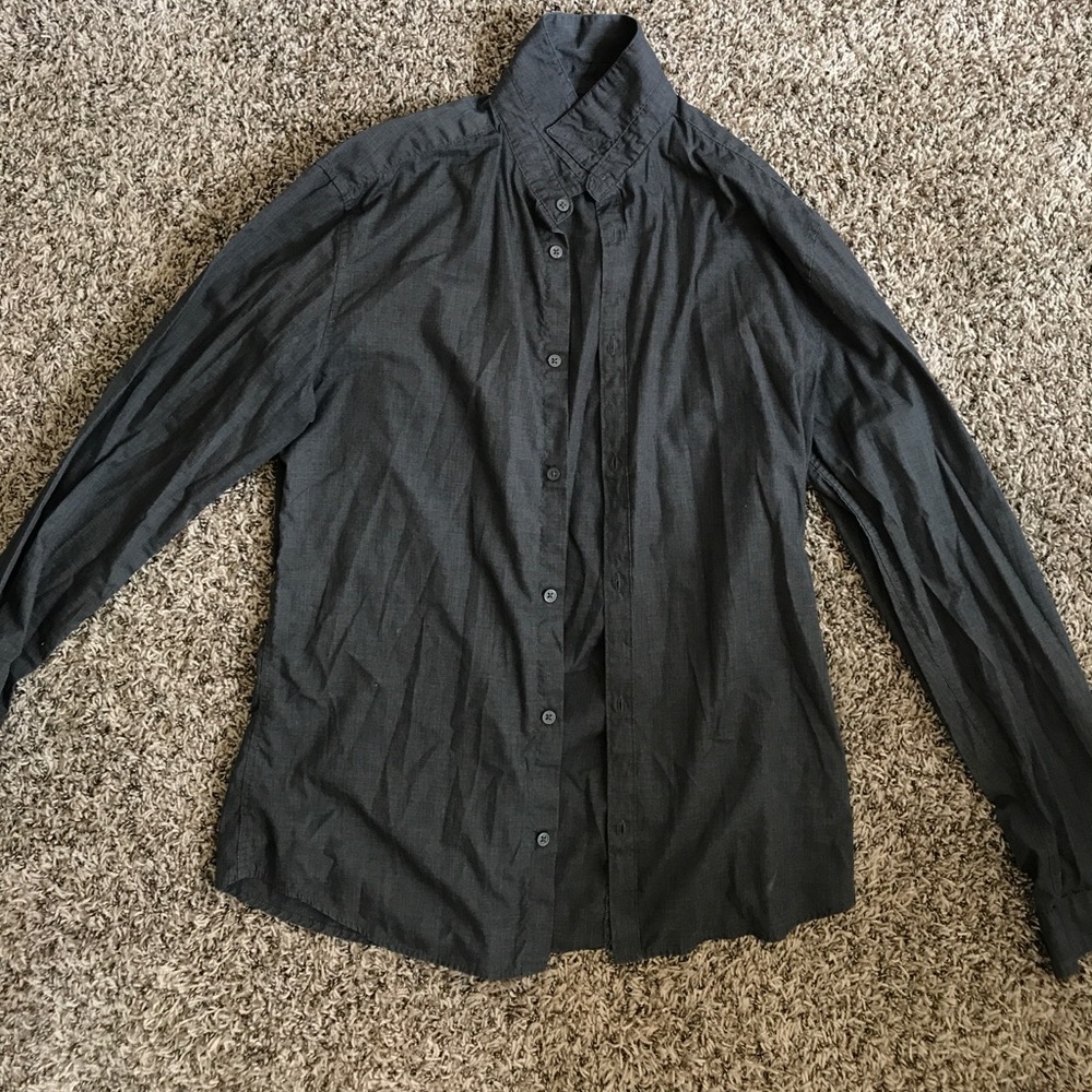 Gray button down long sleeve shirt
