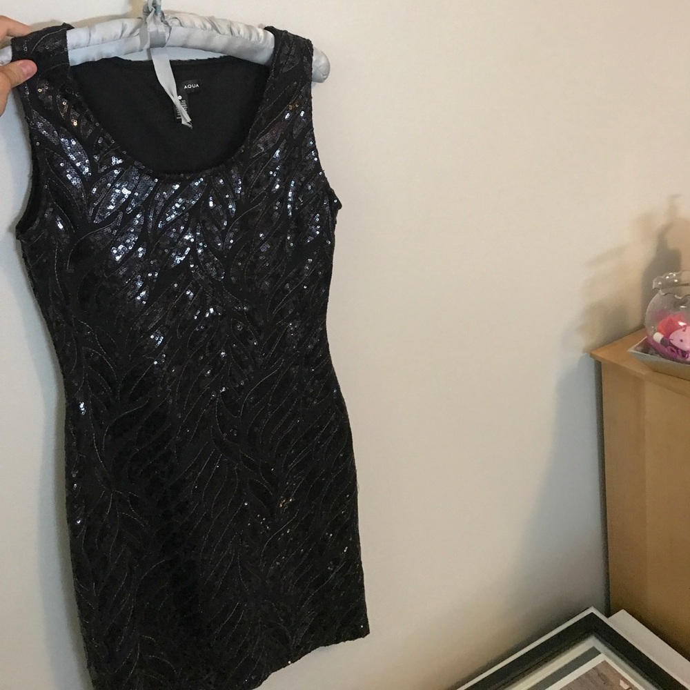 Black sequin cocktail dress