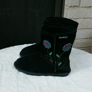 Bearpaw Buttercup Style Floral Black Suede Boots 4