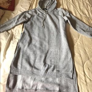 Long sleeve sweatshirt dress with hood, never worn