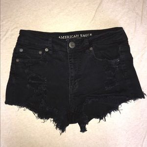 High waisted Black Denim Shorts
