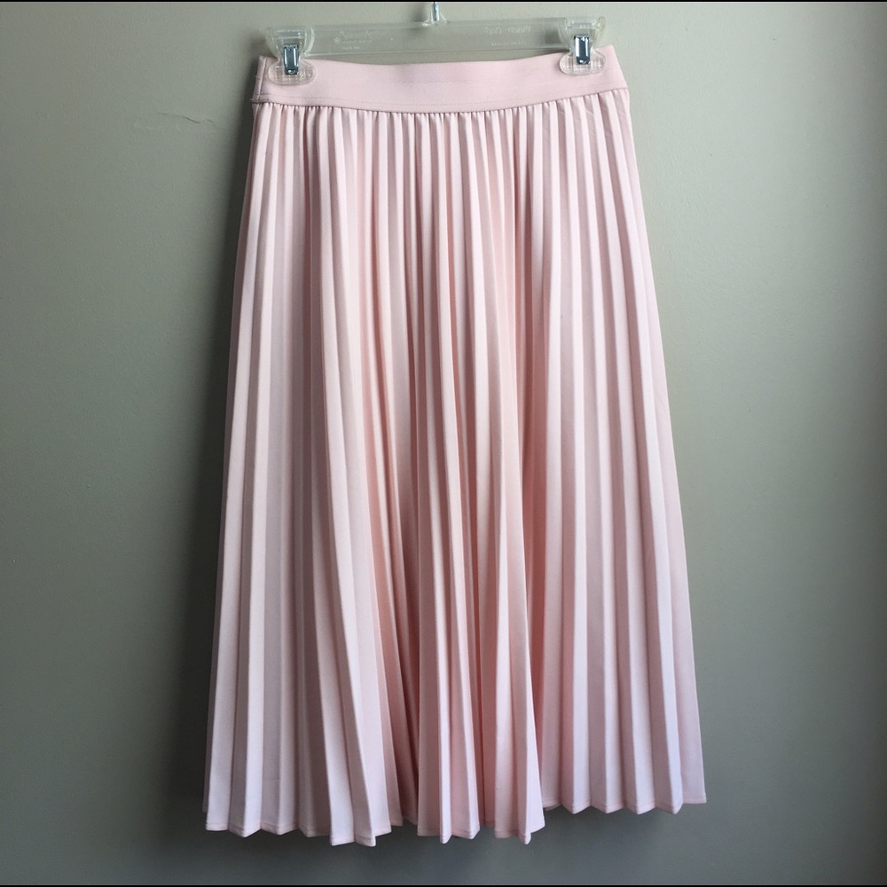 Light Pink Pleated Midi Skirt