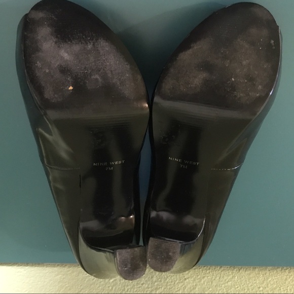 Nine West Patent Leather Platform Peep Toe Pumps - Picture 7 of 7