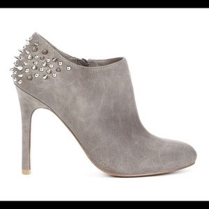 Grey suede studded booties