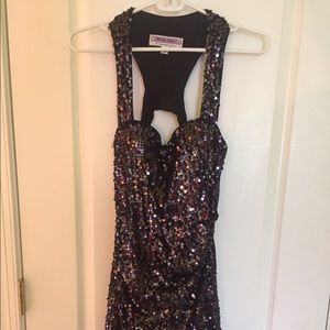 Hailey Logan purple sequence dress