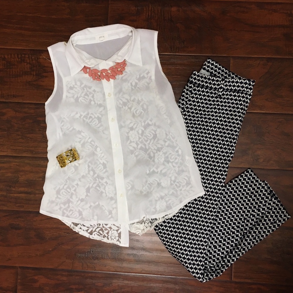 White Laced Back Top
