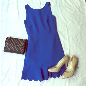 Royal Blue J. Crew Scalloped Dress