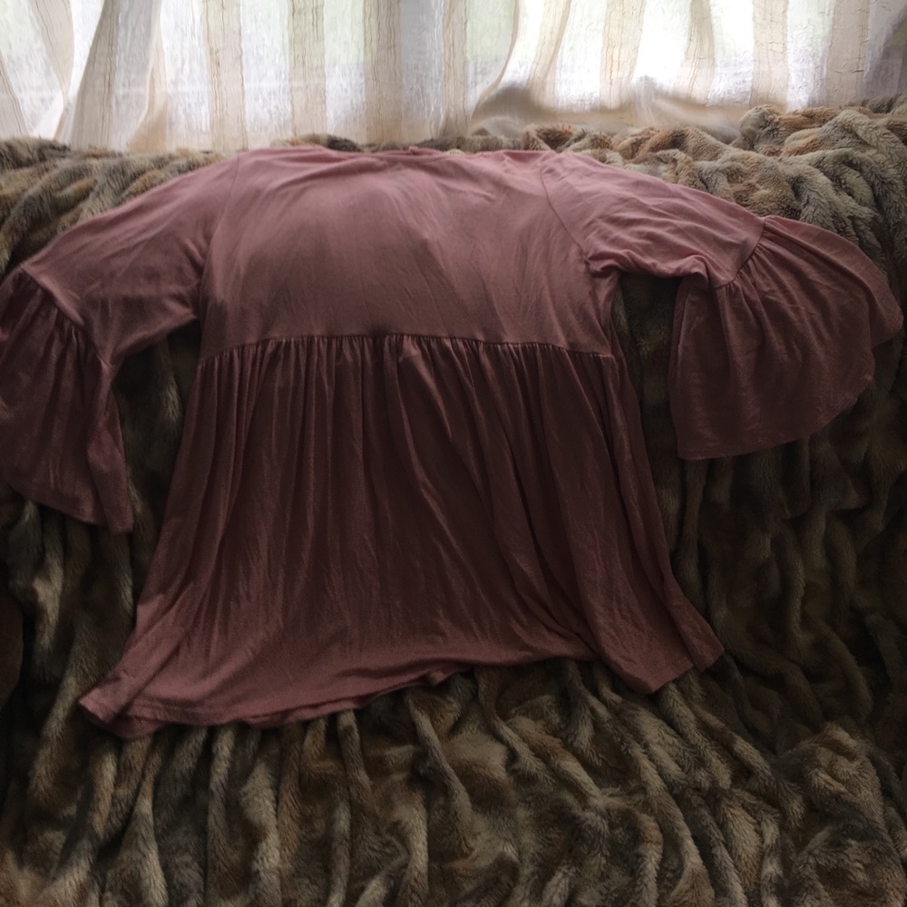 Light pink bell sleeve blouse