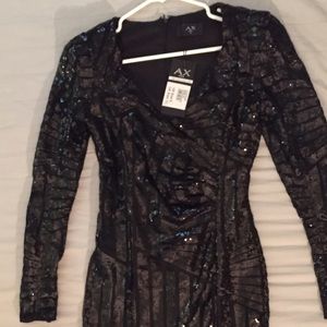 Sequined Little Black Formal Dress