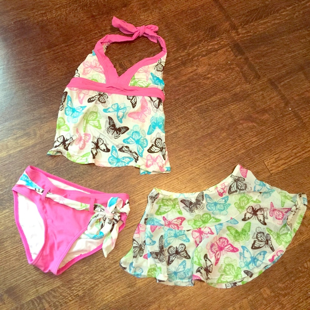 Girls 3 piece butterfly bathing suit