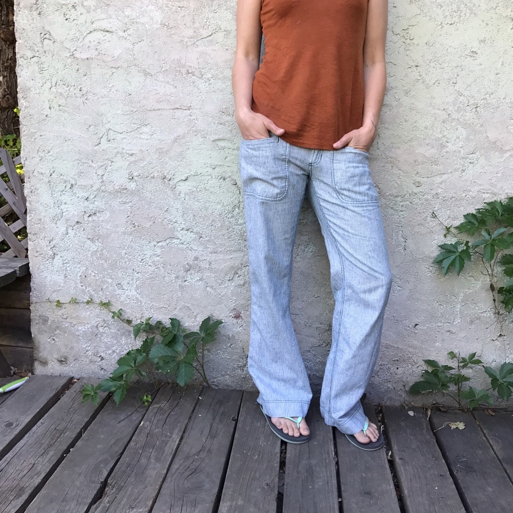 North Face Linen Pants- light blue striped, size 4