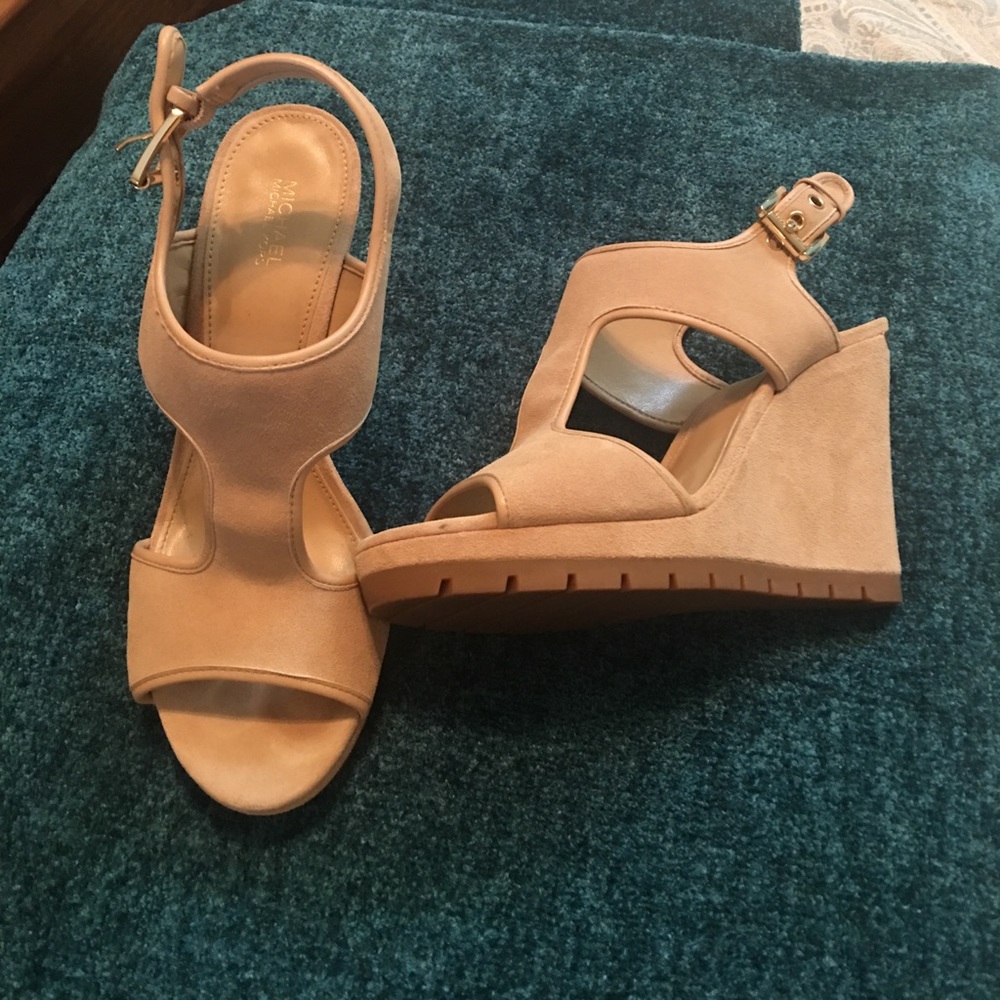 Michael Kors suede open toe wedge