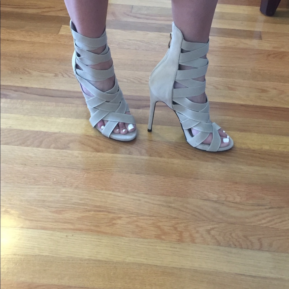 Nude strappy heels