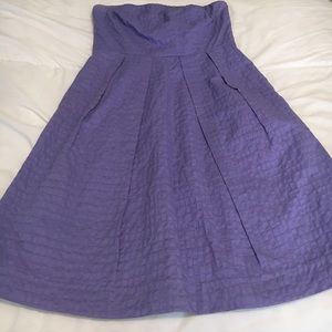 Purple strapless cocktail dress