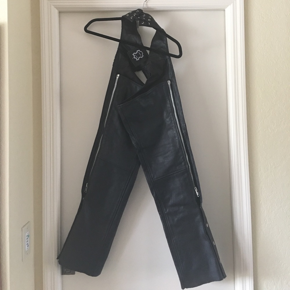 Black leather chaps