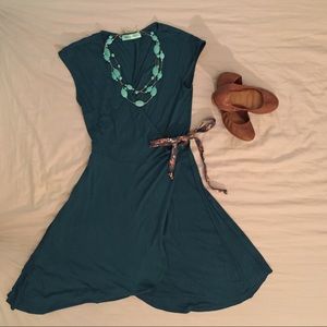 Chris & Carol wrap front dress with floral ties