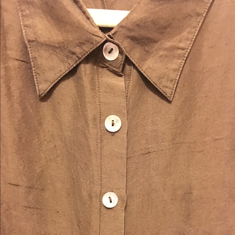 Silkland brown silk 3/4 sleeve blouse sz3X