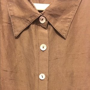 Silkland brown silk 3/4 sleeve blouse sz3X