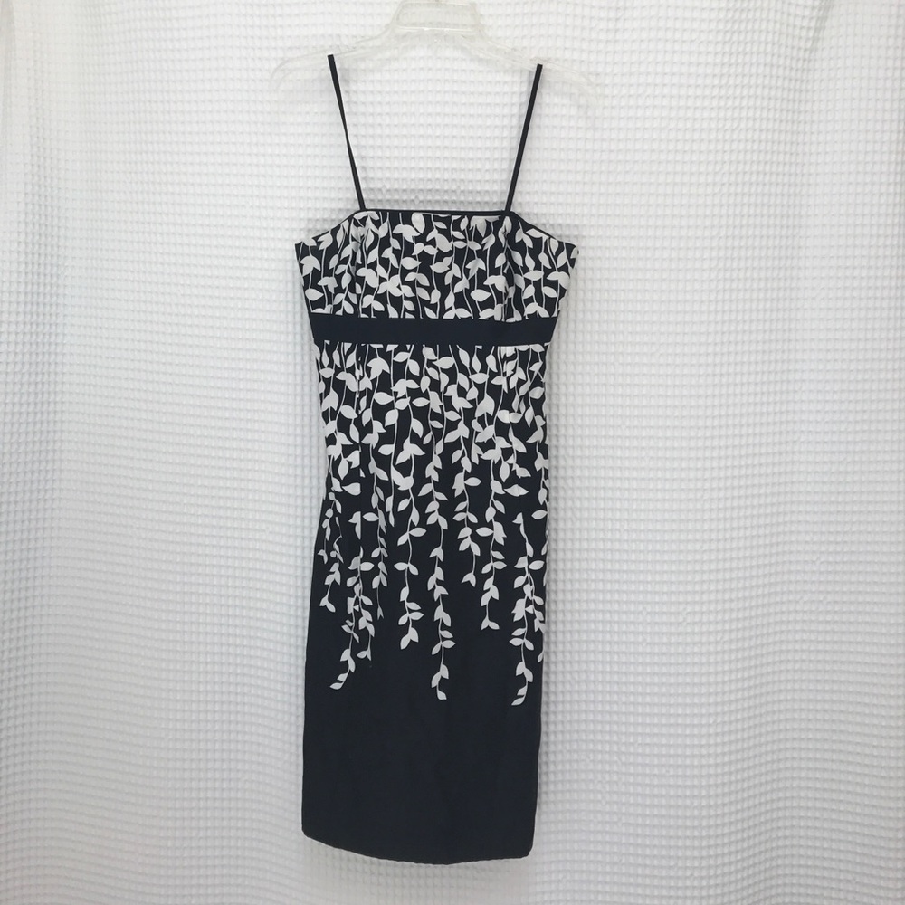 LOFT strapless black+white floral dress