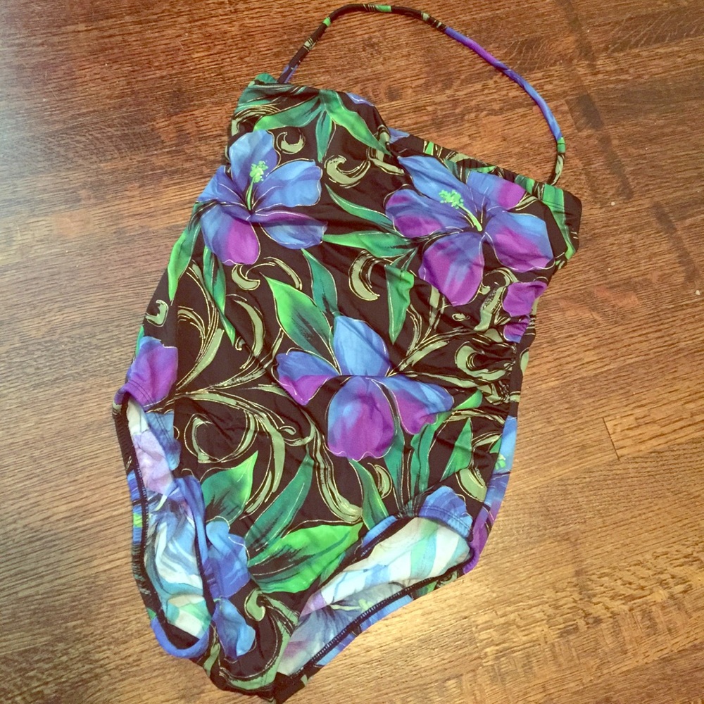 Floral print one piece halter top