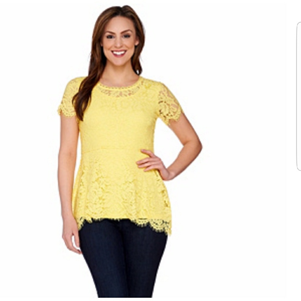 Isaac Mizrahi Floral Lace Peplum Top