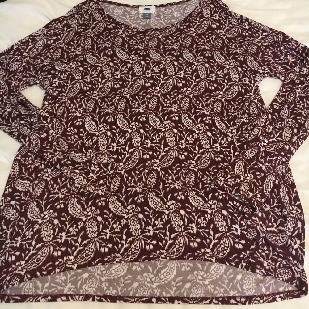 Burgundy patterned long sleeve tee