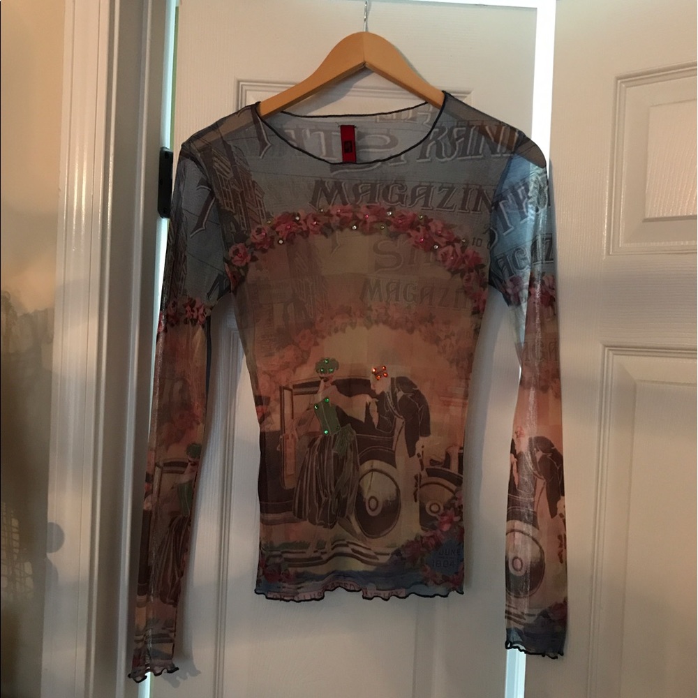 Sheer bejeweled shirt