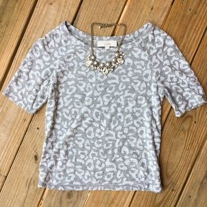 LOFT grey animal print top