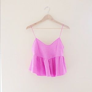 Zara Pink And Ruffled Crop Top