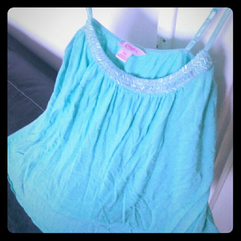 Candies Mint tank size M beading around neckline