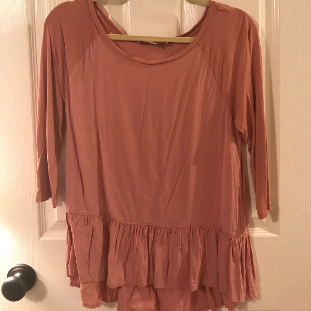 Dusty pink flowey quarter sleeve top