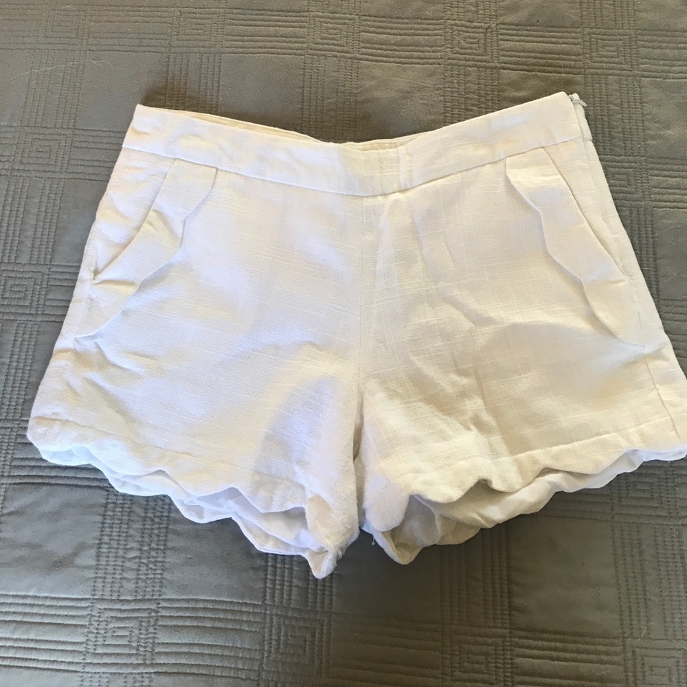 White scalloped shorts