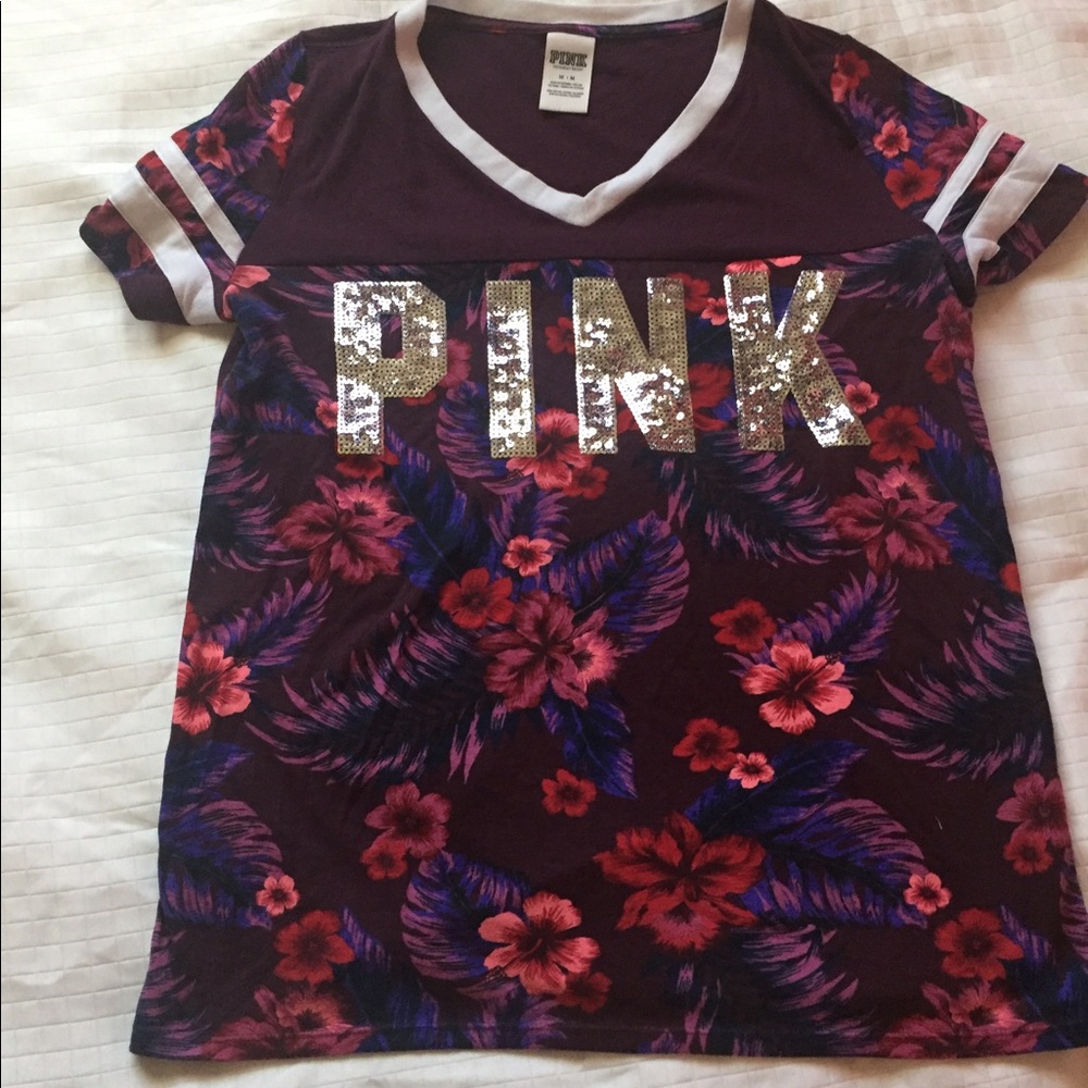 VS PINK Bling Floral V-Neck