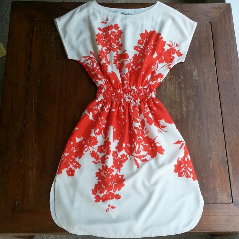 Nordstrom Eliza J Orange Modern Floral Dress