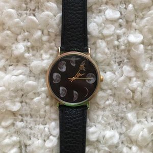 Phases of the Moon Faux Leather Watch