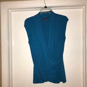 Teal blue surplice Vince Camuto top.