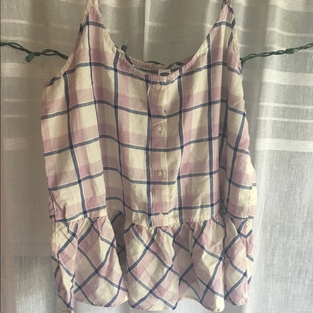 Spaghetti Strap Checkered Tank