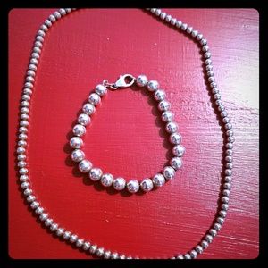Sterling silver ball necklace and bracelet