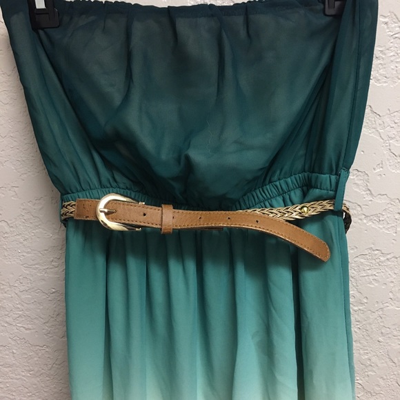 Medium Ombré Green Strapless Maxi Dress - Picture 2 of 2