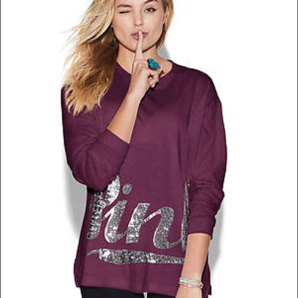 Victoria's Secret Pink Sequined Purple Long Sleeve