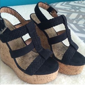 Black wedge sandal