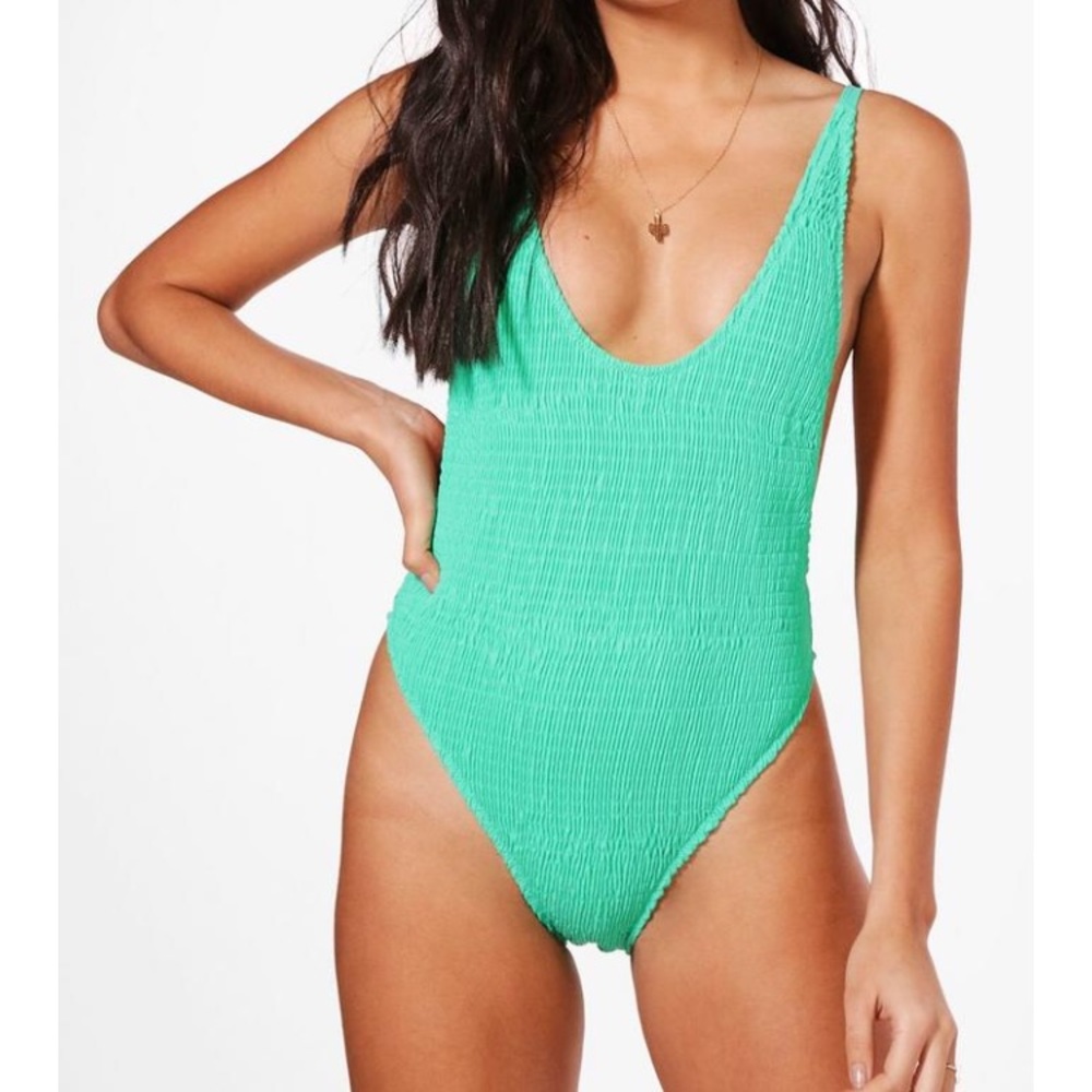 textured green one piece