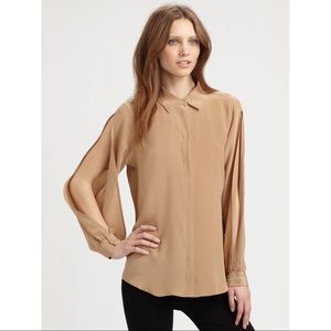 Equipment Parker Cut-Out Sleeve Top in Natural