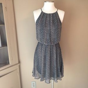 Lush black and tan chevron mini dress-medium NWT