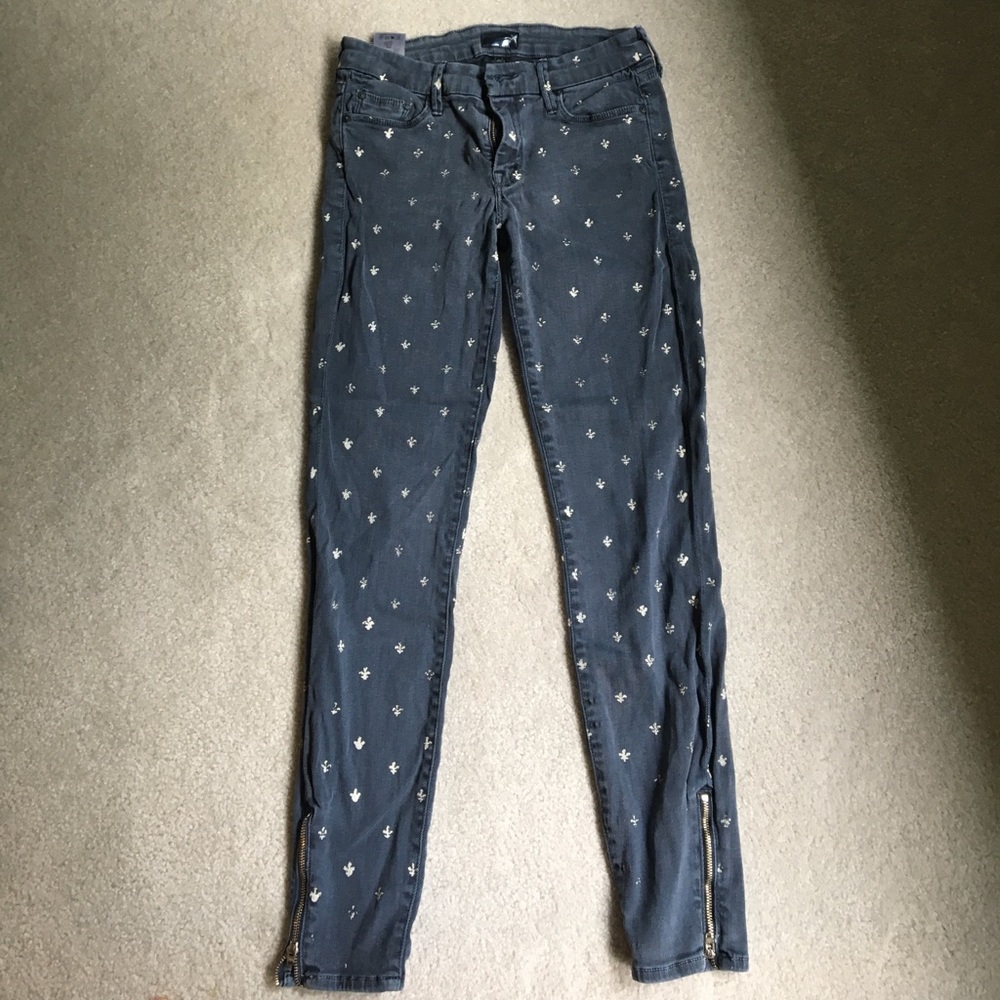 Mother Fleur de Lis skinny ankle Jean