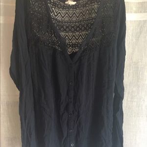 Navy Blue Top w/ Lace