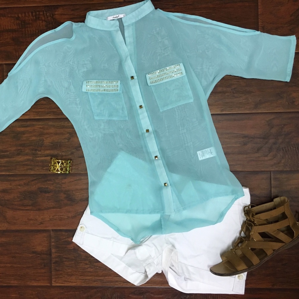 Teal Open Shoulder Top